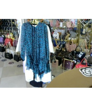 Платье бирюзового цвета с леопардовым принтом Nissa (RC9099) [синий]