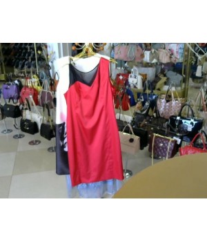 Платье красного цвета без рукавов вставка сетка E Viare (02033) [красный]