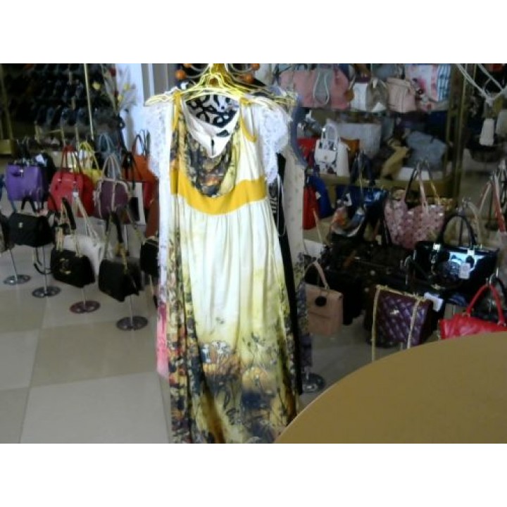 Платье сарафан горчица полевые цветы FLAIRBAH (012s4) [Желт/зел]