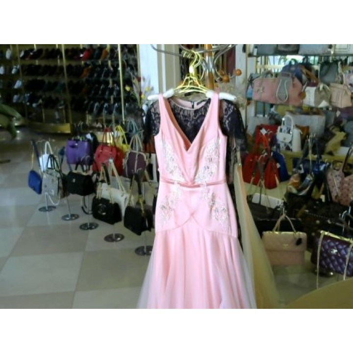 Платье розового цвета фатин в пол без рукав верх вышевкаISABEL GARSIA (BB1320) [розовый]