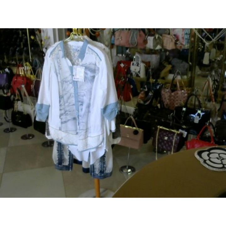 Блуза белого цв голуб принт ELISA CAVALETTI(SLD181070301) [Бело-синий]