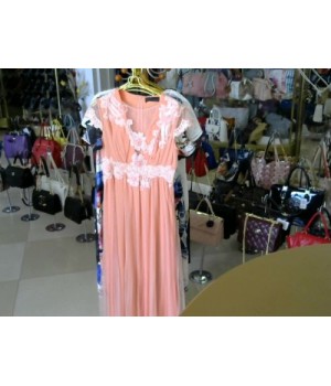 Платье персикового цвета плиссе ELENE VIARE (07187D) [розовый]