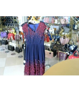 Платье темно синего цвета перед шифон цветы SABEL CARSIA BB1230 [синий]