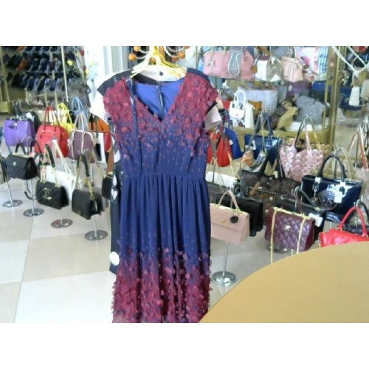 Платье темно синего цвета перед шифон цветы SABEL CARSIA BB1230 [синий]