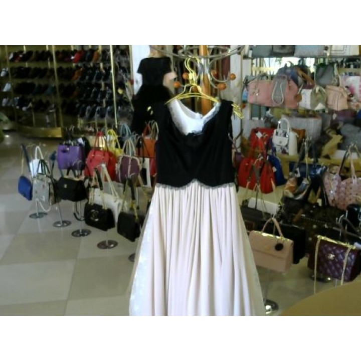 Платье без рукав верх черный низ беж шефон ISABEL CARSIA  BN1339