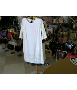 Платье белого цвета плотный трикотаж 3/4 рукав DONNA DE COSNO 18D155 [Белый]