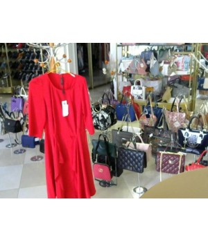 Платье красного цвета 3/4 рукав замш пояс Isabel garsia (BK822) [красный]